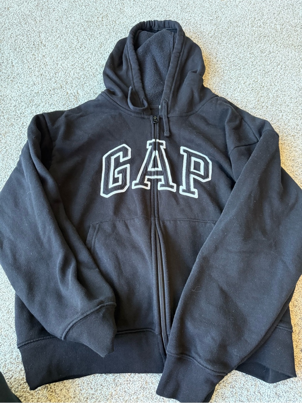 GAP Black Zip-Up Hoodie with White Logo